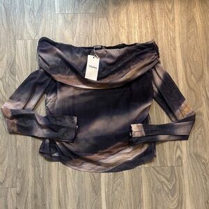 YOINS Women's Off-Shoulder Blouse - Black and Purple Hues